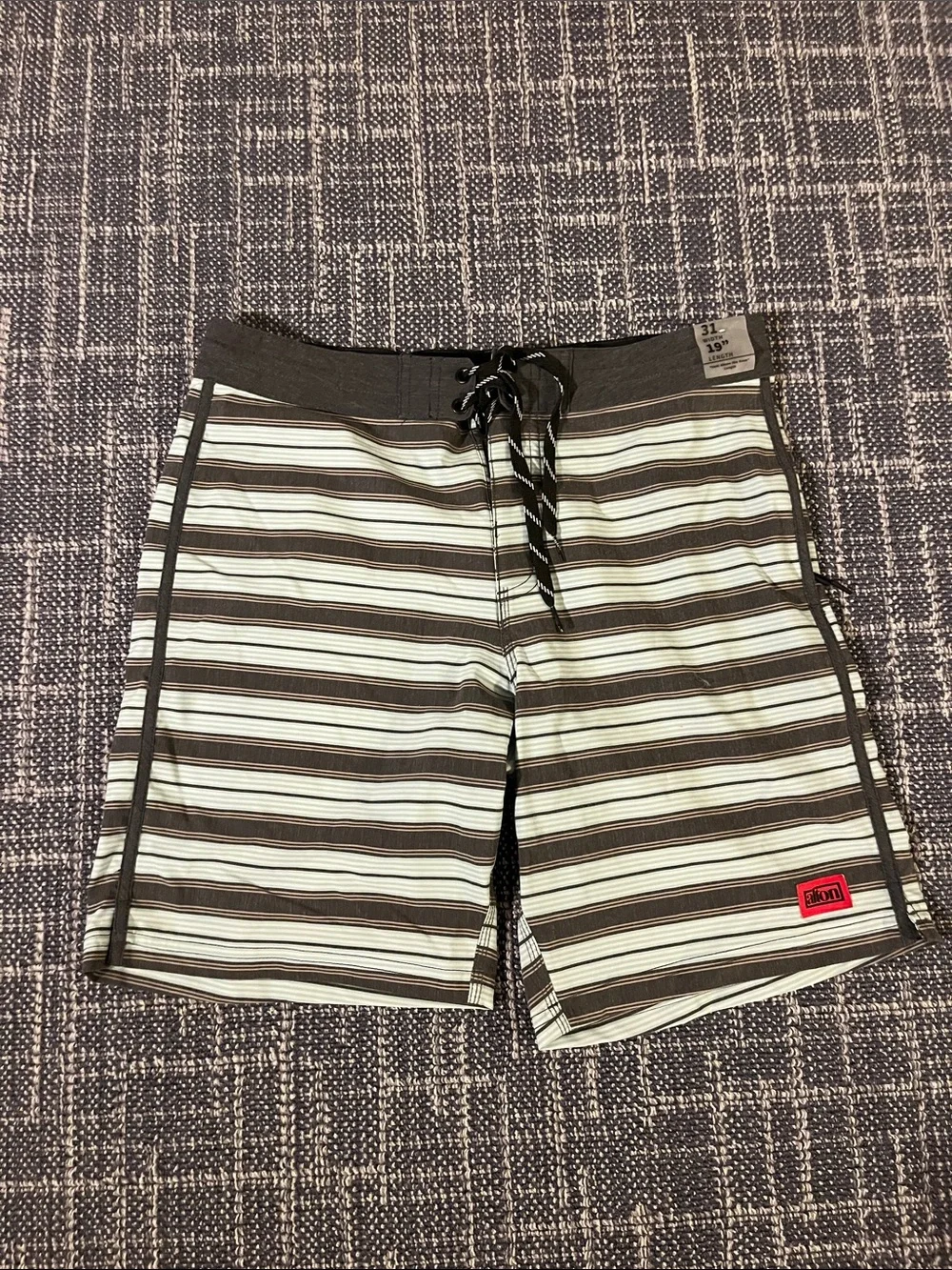 Men's Striped Swim Trunks - Brown & White by Billabong